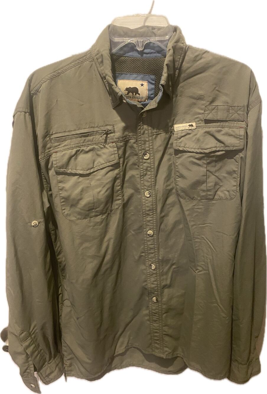 Dakota Grizzly Men's L Outdoor Utility Fishing Hiking Shirt Olive Green Vented